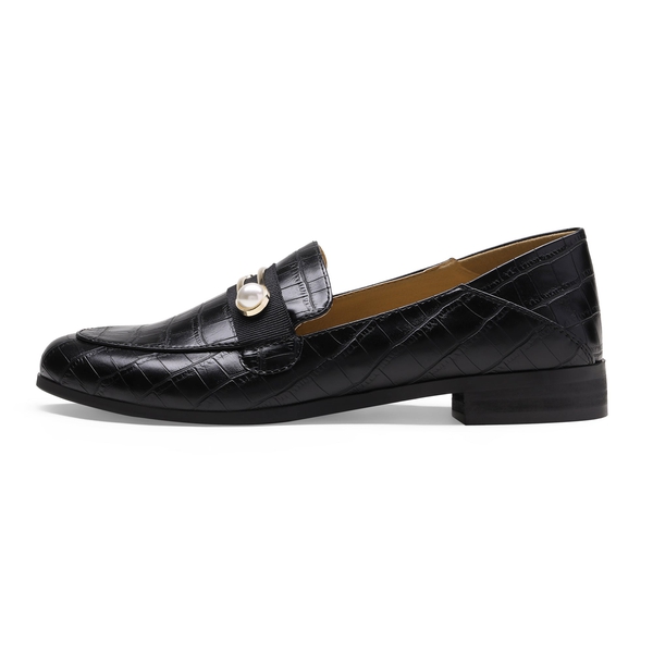 Comfortable Casual Round Toe Loafers - BLACK STONE PU - 1